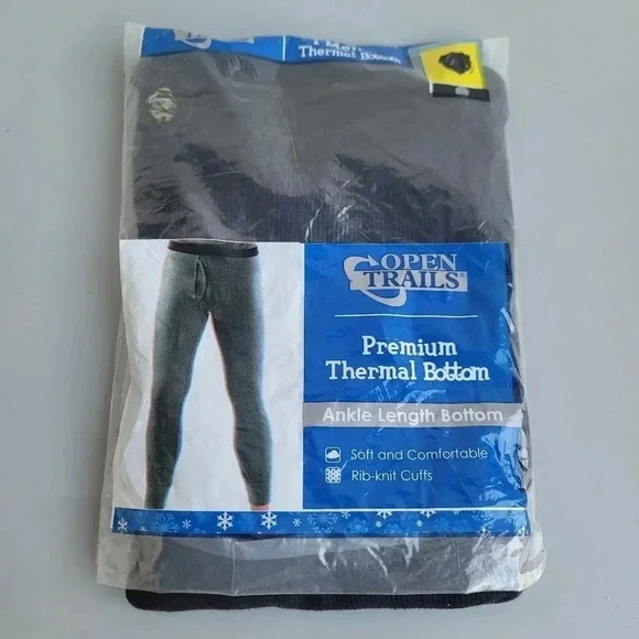 OPEN TRAILS MENS THERMAL PANTS  Black  PREMIUM BOTTOM THERMALS Ankle Length XXL - Picture 1 of 8